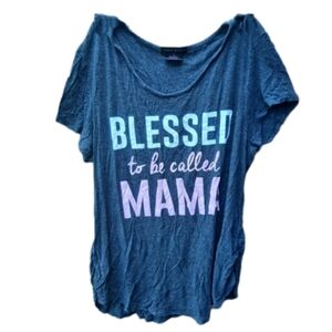 🔥Violet & Ruby Ladies XL Gray "Blessed To Be Called Mama" Maternity Top c2
